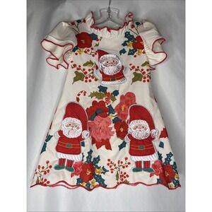 Mini Taylor Girls Size 1-2Y Embroidered Holiday Santa Christmas Dress‎